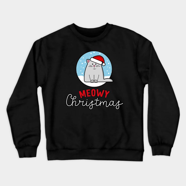 Meowy Christmas Santa Cat - Cute Cat Lover Crewneck Sweatshirt by Elsie Bee Designs